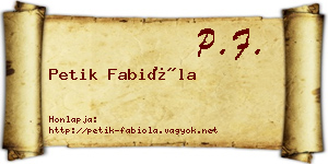 Petik Fabióla névjegykártya